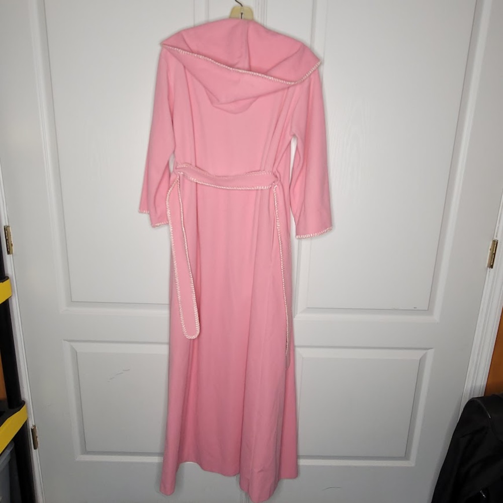 Vintage Vassarette Pink Velour Long Bathrobe Robe Small/Medium Whipstitch Detail - Picture 5 of 8